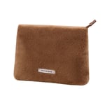 Brown / 1 pezzo semplice carino stile piatto forma finta pelliccia borsa per il trucco da donna Immagine4